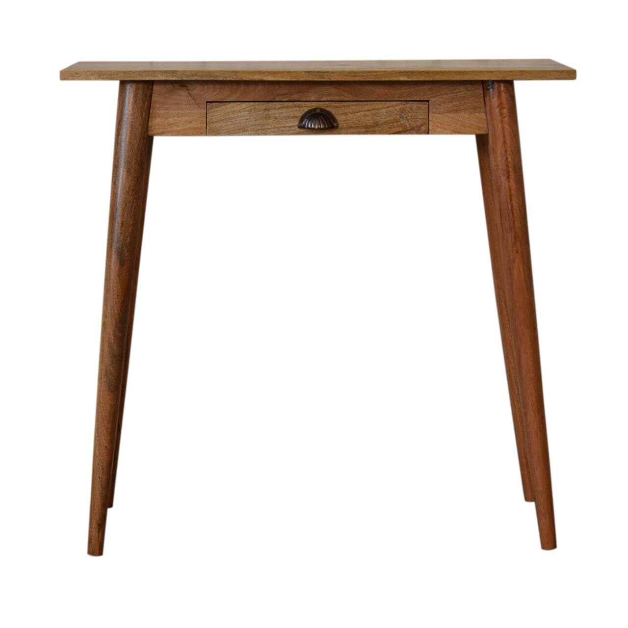Front. Artisan Furniture - Artisan Furniture Solid Wood Mini Nordic Style Writing Desk, 1 Drawer, Brown - Brown.