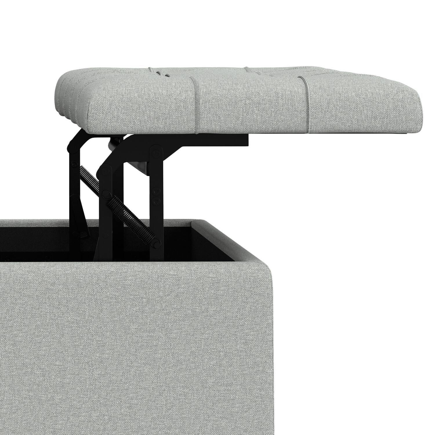 Alt View 8. Simpli Home - Harrison Coffee Table Storage Ottoman - Light Stone Grey.