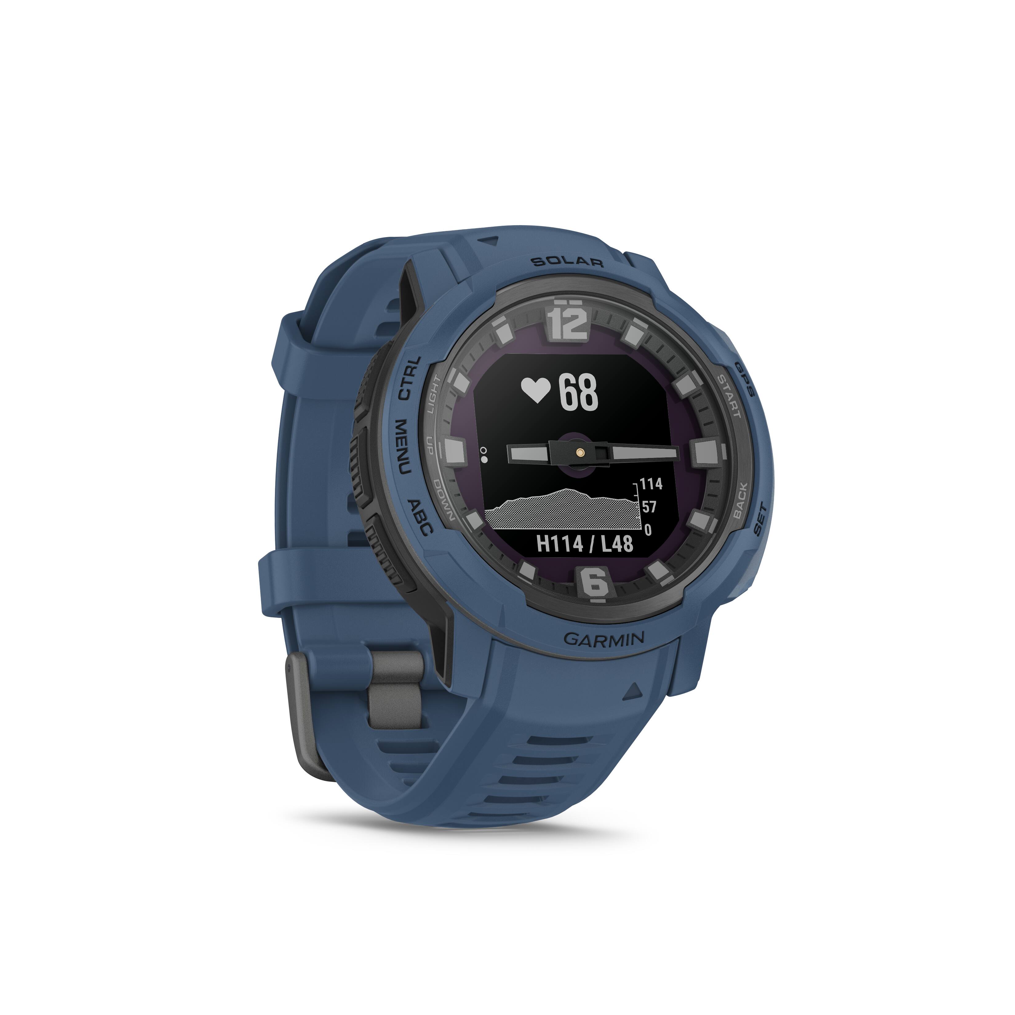 Angle. Garmin - Instinct Crossover Solar 45mm Smartwatch Fiber-reinforced Polymer - Tidal Blue.