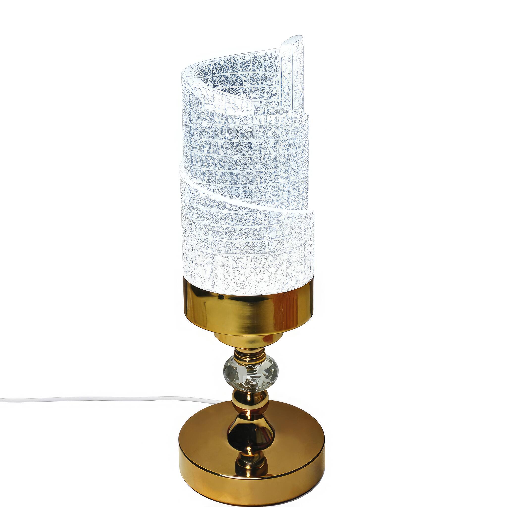 Angle. FC Design - 14"H Golden Base Spiral Touch Lamp, 3-Color Changing LED Decorative Ambient Light Accent.