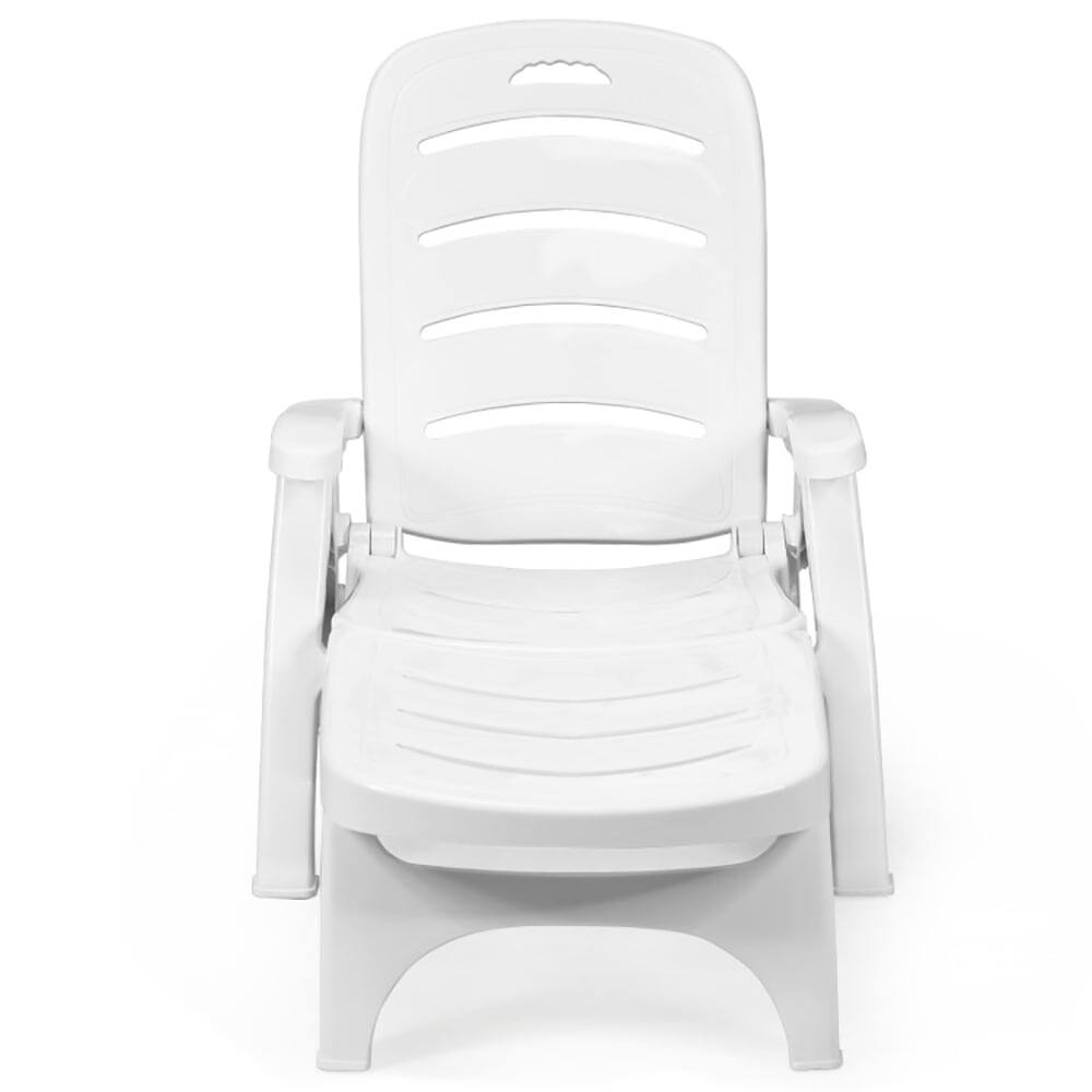 Alt View 1. Kadyn - Outdoor Chaise Lounge Chair, 5 Position Adjustable Folding Lounger Chaise Chair on Wheels - White.