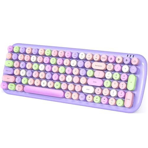 Earthley Blooms - Wireless 100-key Mini Typewriter Keyboards For Ipad Pc Laptop & Android 3 Devices Simultaneously Colorful - Purple Colorful