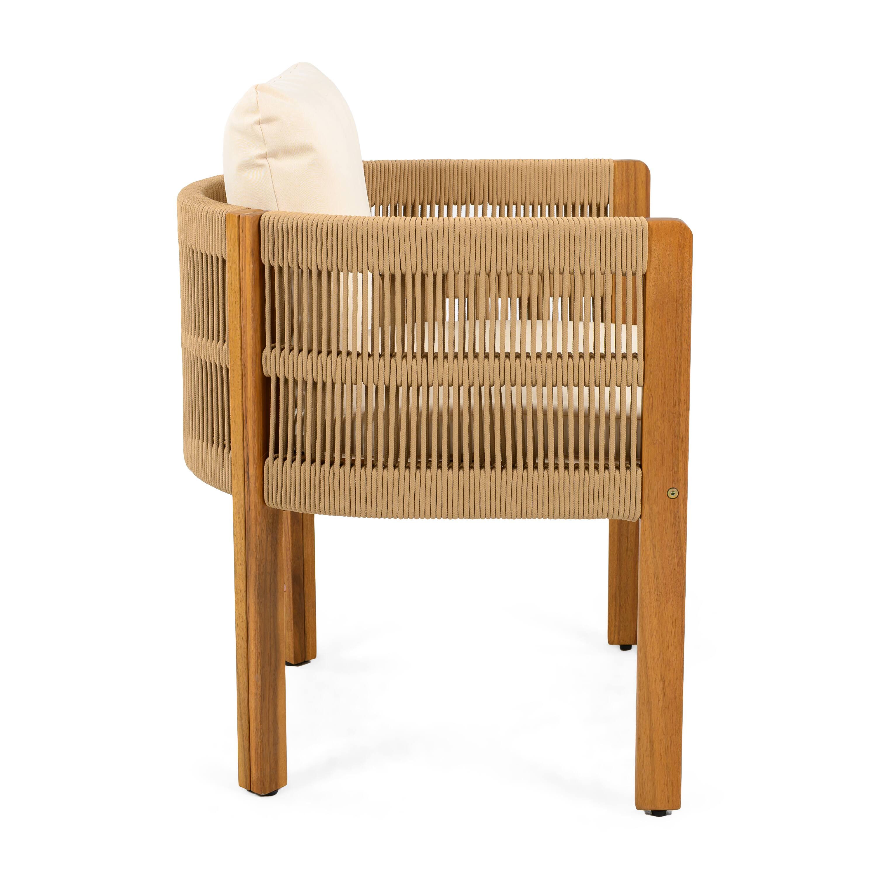 Alt View 2. Mondawe - Set of 2 Acacia Wood Outdoor Dining Chairs with Cushions - Beige.