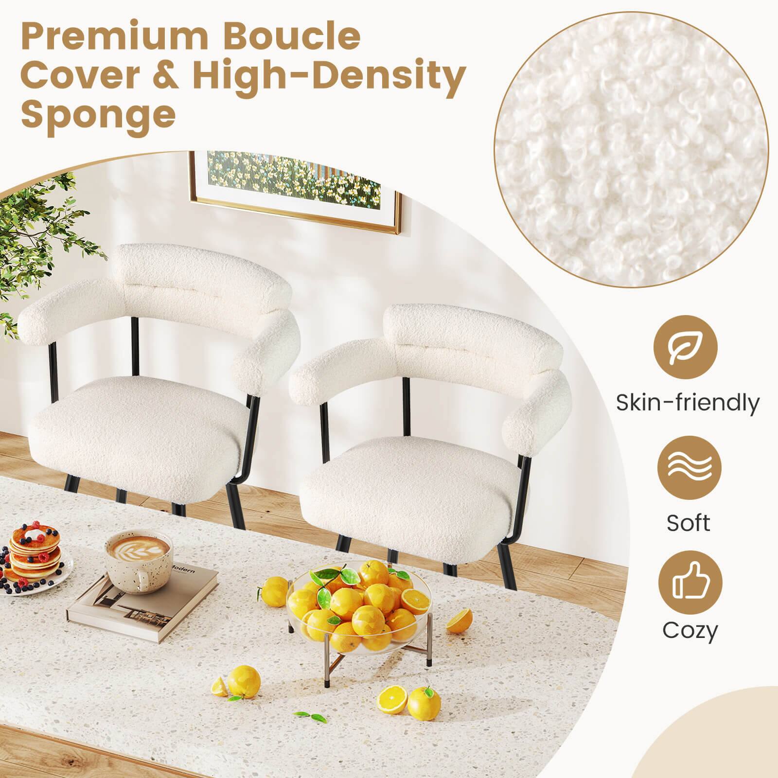 Premium Boucle Cover & High-Density Sponge

- Skin-friendly
- Soft
- Cozy