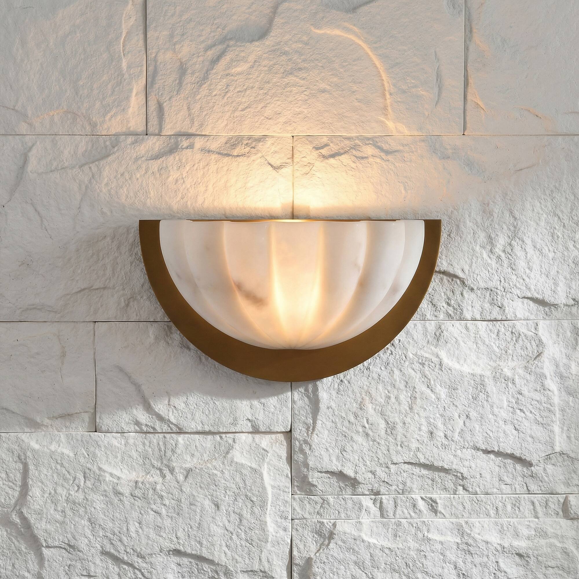 Alt View 1. Parrot Uncle - Half-Moon Wall Light with Glass Shade Sculptural Modern Ambient Lighting - Gold.