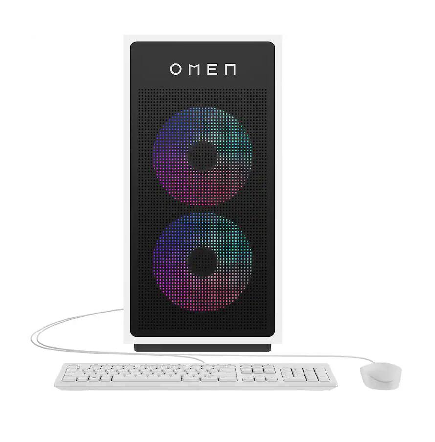 Alt View 3. HP - HP OMEN 35L Desktop PC (AMD Ryzen 5 8400F, 16GB DDR5, 1TB PCIe SSD, GeForce RTX 5060, Win 11 Pro) w/USB Hub - Panda Metal.