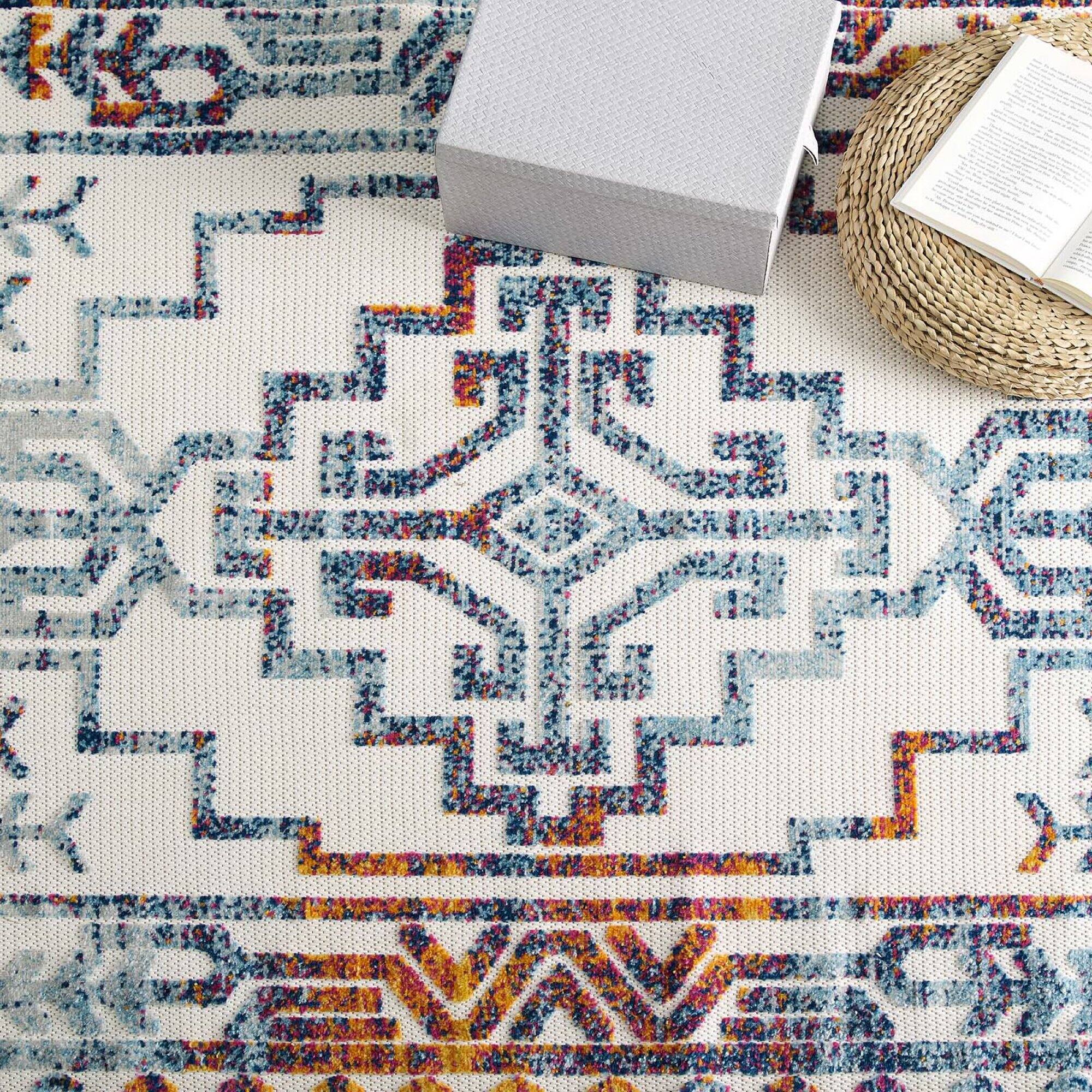 Back. Modway - Reflect Nyssa Distressed Geometric Southwestern Aztec Indoor/Outdoor Area Rug - Multicolored.