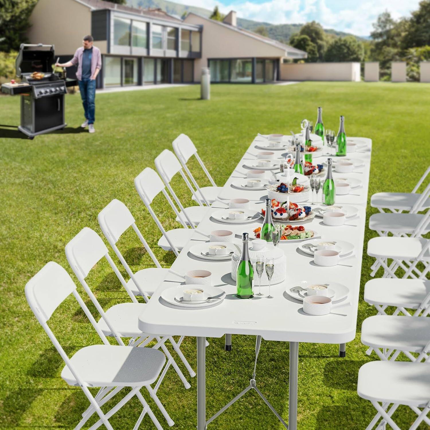 Alt View 7. Winado - 6FT Plastic Folding Table Portable Long Rectangular Table with Carrying Handle for Indoor Outdoor Camping Picnic Garden - White.