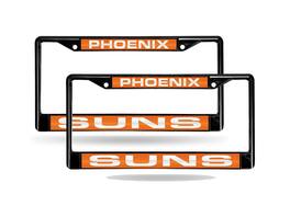 Rico Industries - Phoenix Suns NBA Black Metal Laser Cut License Plate Frame - Set of 2 Frames - Multi
