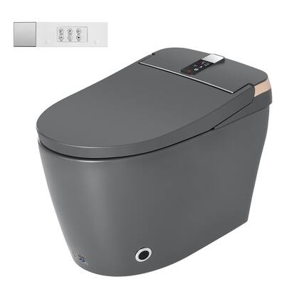Front. Boyel Living - Smart Toilet Gray Ceramic Body Heated Seat Multi Wash Auto Flush with Remote - Gray.