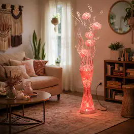 FC Design - 56"H Glitter Vase with Blue Flame Petal Floral LED Floor Lamp