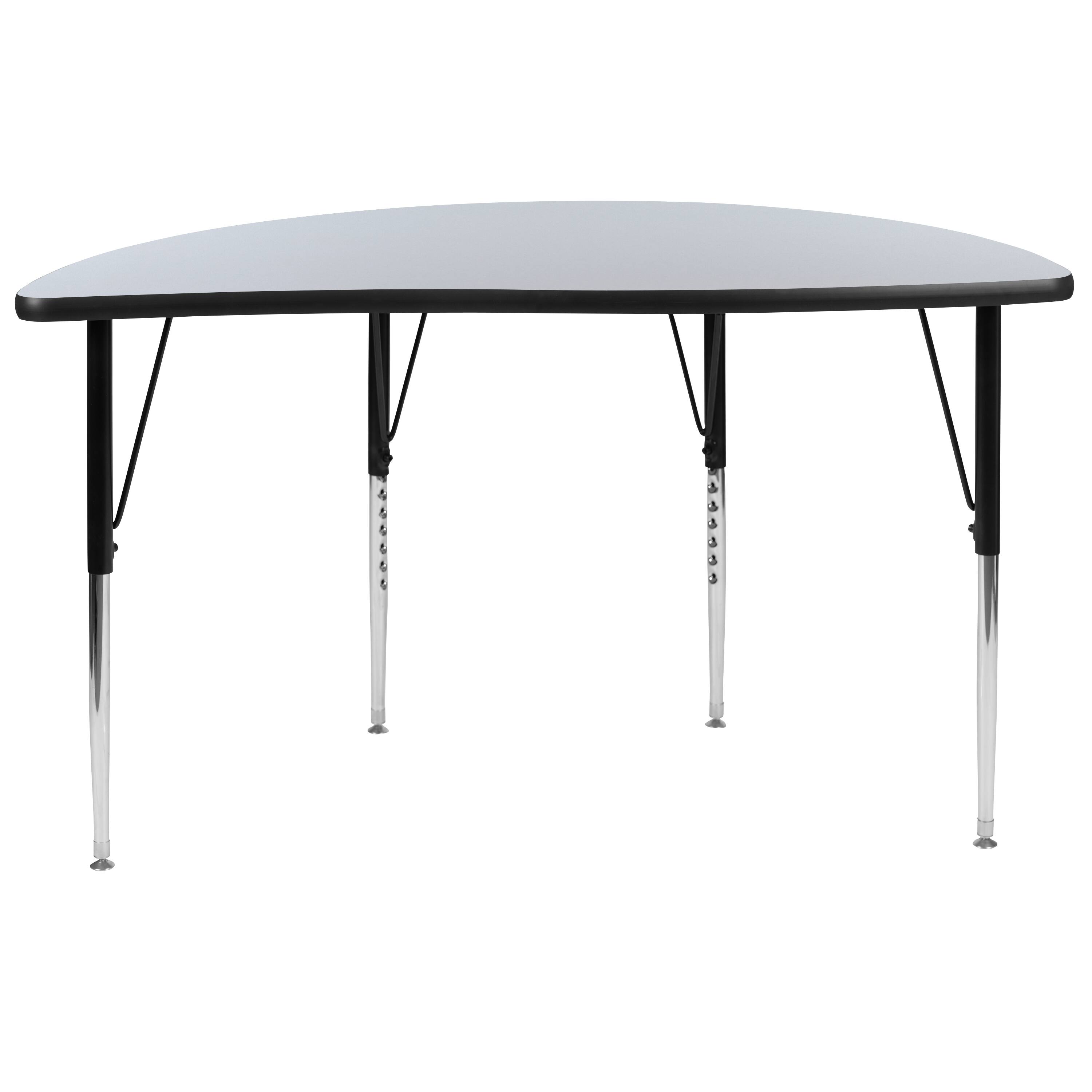 Alt View 5. Emma + Oliver - 47.5" Half Circle Wave Flexible Collaborative Adjustable Height Activity Table - Grey.