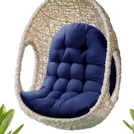 Fabibe - Thick Egg Chair Cushion Replacement, Button Tufted Outdoor Swing Chair Cushion with High Elasticity PP Cotton and - Navy