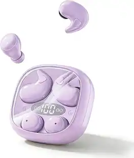 SKRAN - 2 in 1 Sleep Earbuds Bluetooth Headphones - Noise Cancelling,with Charging Case for Sleeping Sports Working - Purple