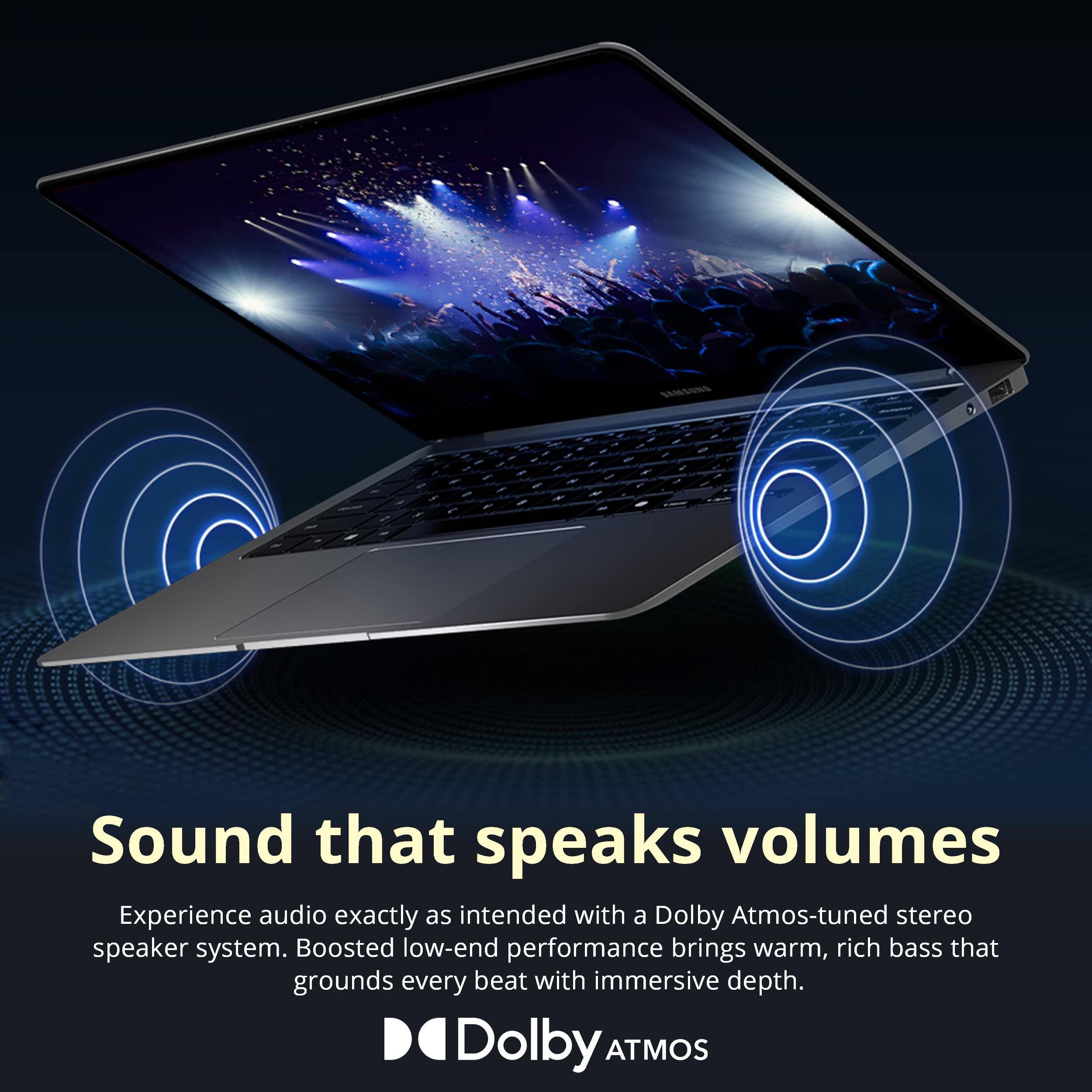 Sound that speaks volumes

Experience audio exactly as intended with a Dolby Atmos-tuned stereo speaker system. Boosted low-end performance brings warm, rich bass that grounds every beat with immersive depth.

Dolby ATMOS
