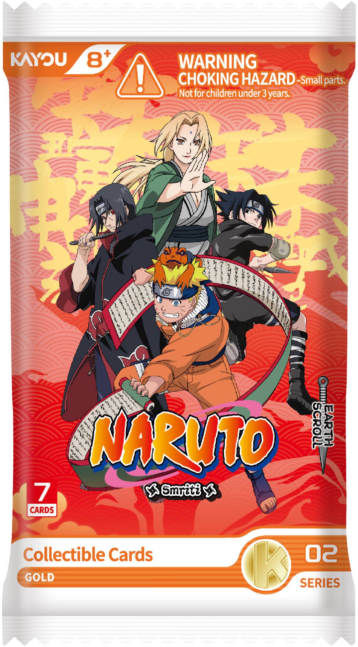+ KAYOU 8+
!
WARNING CHOKING HAZARD - Small parts. Not for children under 3 years.
NARUTO SCROLL EARTH 7 Smriti CARDS
Collectible Cards GOLD
SO K SERIES