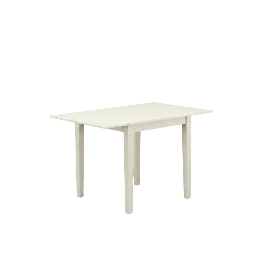Angle. FurniFact - Linen White Drop Leaf Rectangular Table - White.