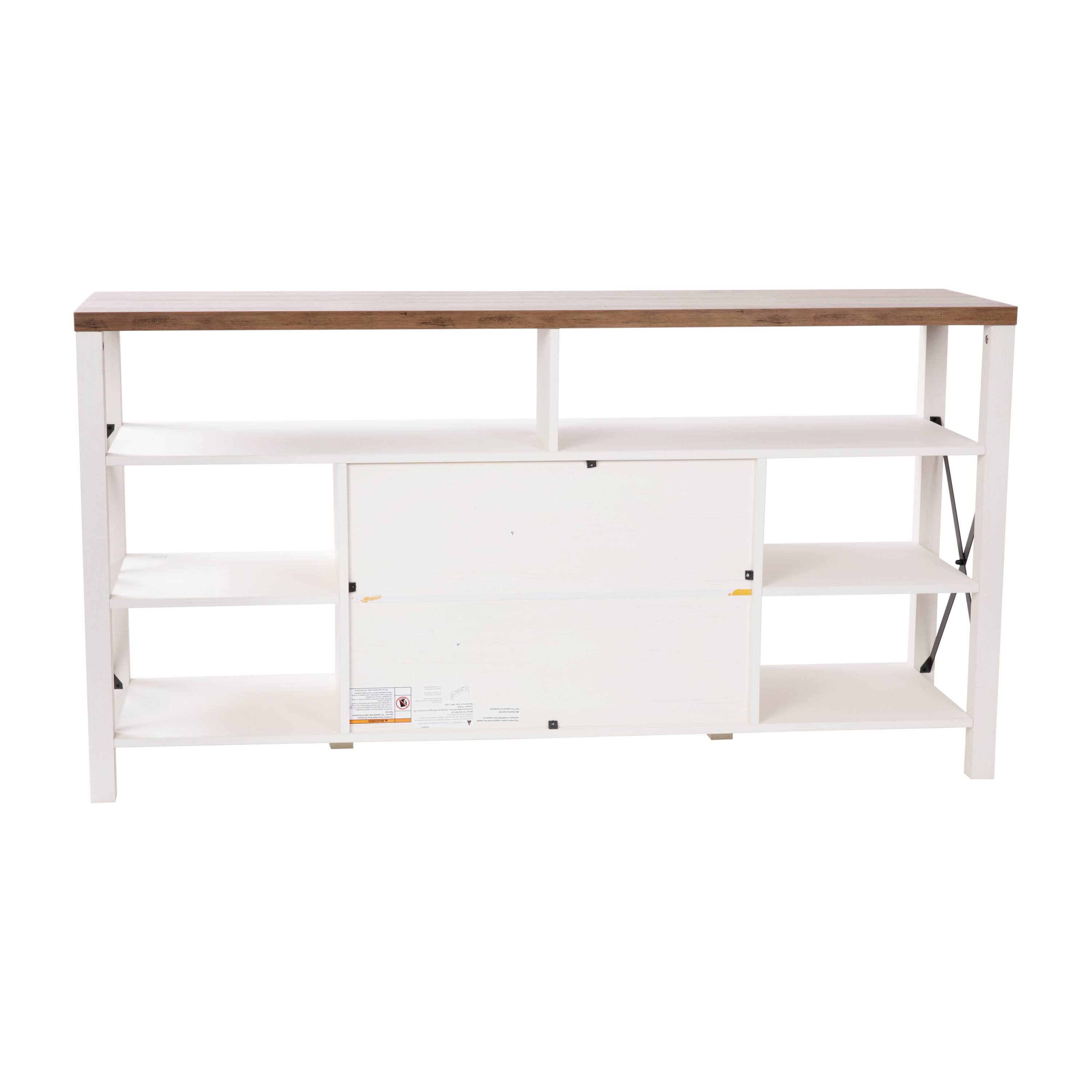 Alt View 7. Emma + Oliver - Marella Modern Rustic Farmhouse Media Console Cabinet with Spacious Open and Closed Storage - White.