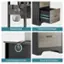 The text on the image is grouped and corrected as follows:

1. Practical Hook: This drawer has a hook for hanging items, making it a practical and convenient storage solution.
2. Smooth Drawer Hinges: The drawer has smooth drawer hinges, which provide a smooth and easy-to-use opening and closing experience.
3. Cable Management Hole: The drawer has a cable management hole, allowing for easy organization and storage of cables and cords.
4. Robust Wood Pedestal: The drawer is made of robust wood, ensuring durability and long-lasting use.
