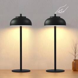 Luckbyte - Cordless Table Lamp IP65 Waterproof 5000mAh Rechargeable LED Desk Lamp with 3 Color Dimming & Touch Control - Black
