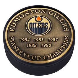 Mustang Drinkware - Edmonton Oilers 5-Time Stanley Cup Champions Medallion Collection Puck - Multicolor