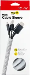 Wrap-It Storage - Cable Sleeve - Mesh - 10' x 0.5" - White - Angle_Zoom