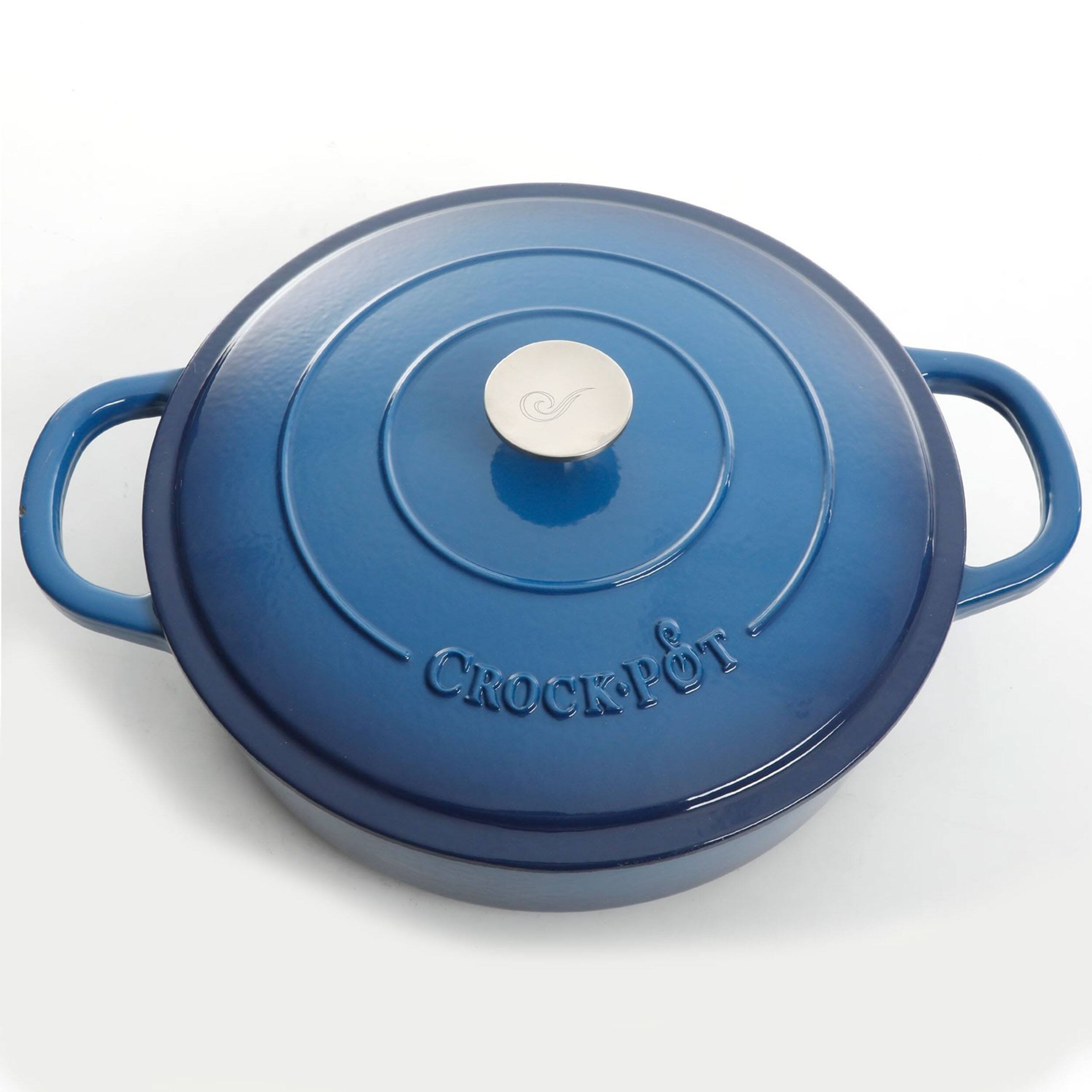 Alt View 3. Crock-Pot - Crock Pot Artisan Enameled 5 Quart Cast Iron Round Braiser Pan with Self Basting Lid in Sapphire Blue - Sapphire Blue.