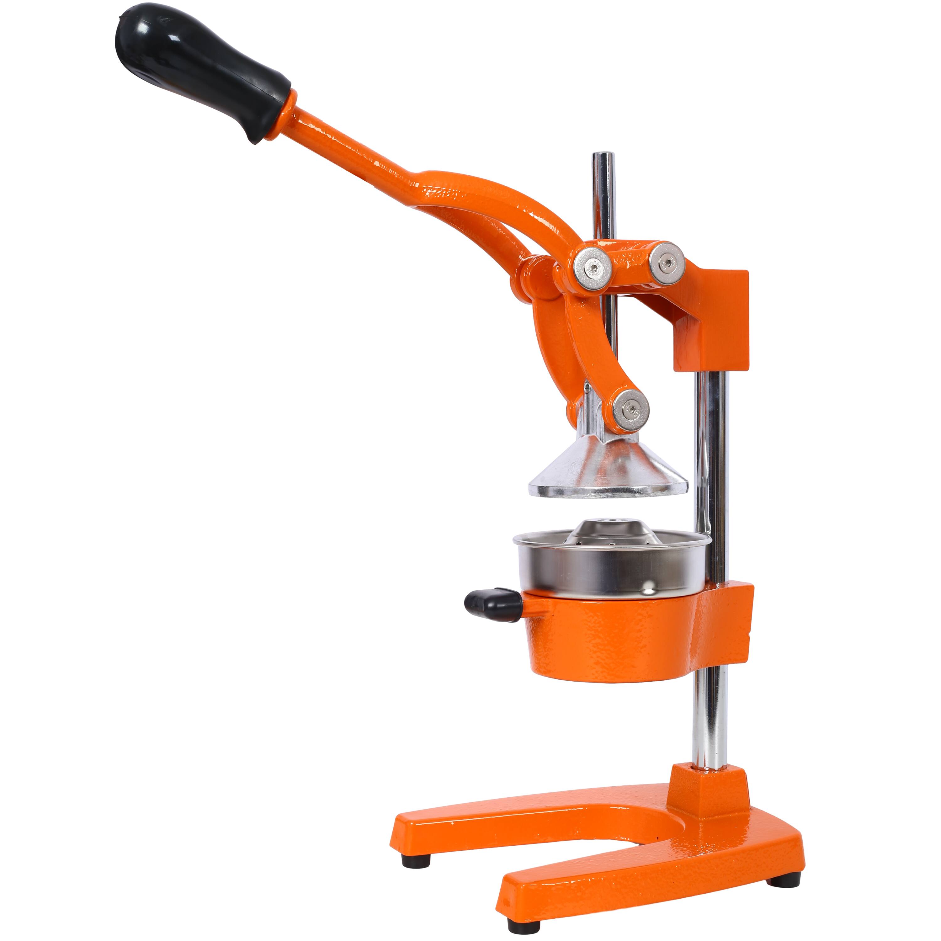 Back. Dexmalle - Dexmalle Professional Cast Iron Citrus Juicer, Manual Hand Press, Heavy Duty, Stainless Steel Cup-Orange - Orange.