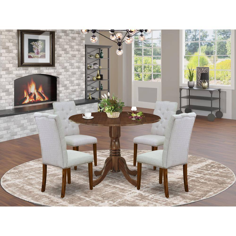 Alt View 3. East West Furniture - 5 Pc Dinette Set Includes a Round Kitchen Table and 4 Parson Chairs - Grey.