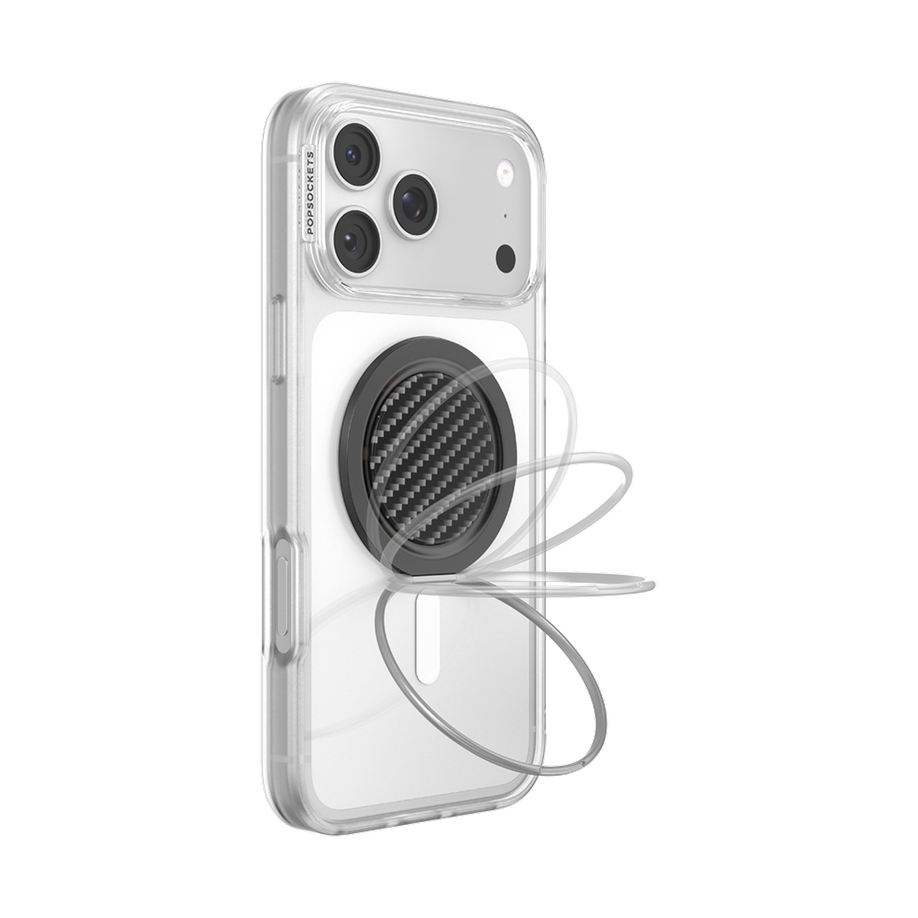Alt View 7. PopSockets - PopSockets Low-Pro Grip for MagSafe, Ultra-Thin Magnetic Phone Grip with Kick-Out Stand - Carbon Lattice Black.