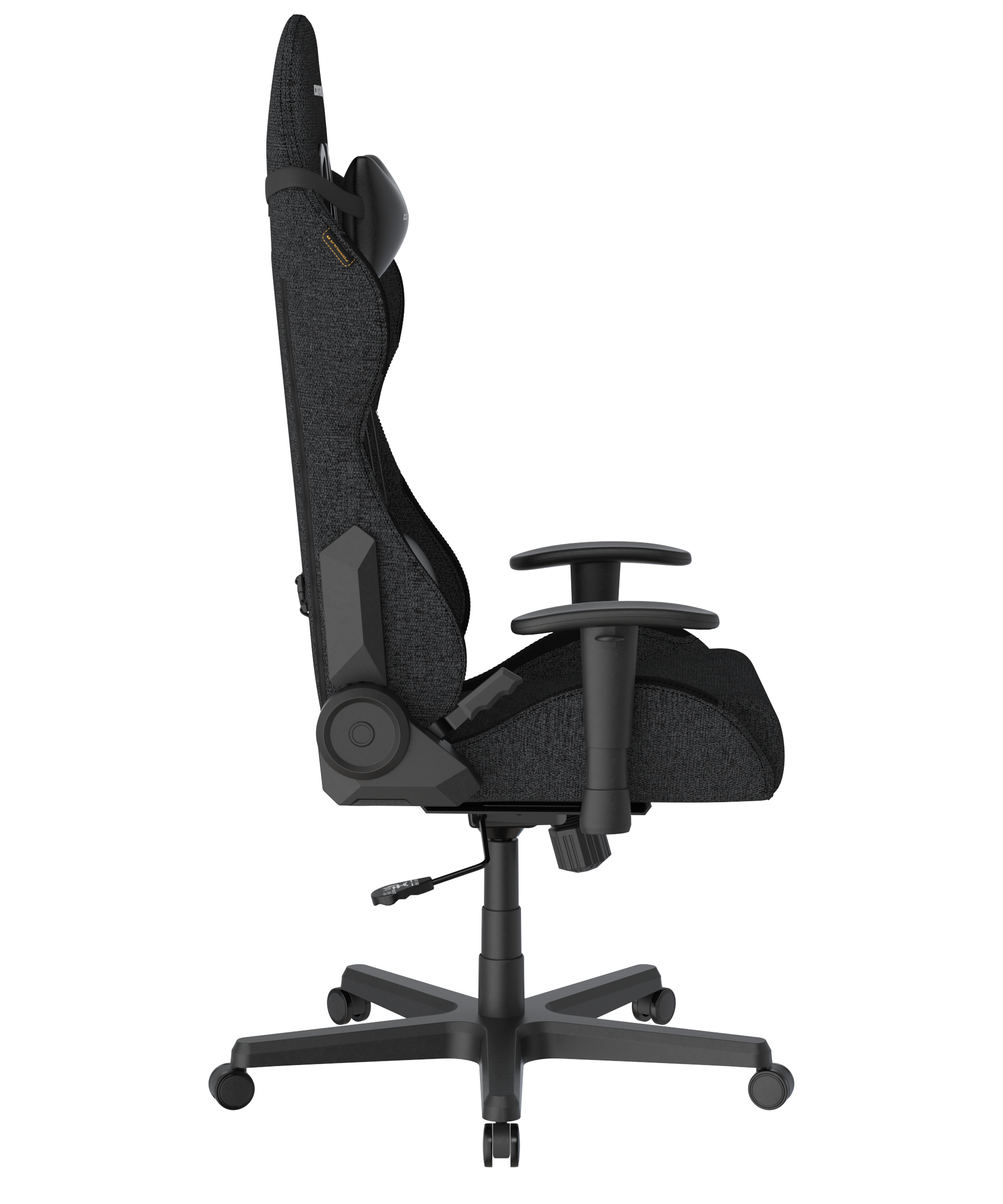 Left. DXRacer - DXRacer Formula Series Gaming Chair - Fabric, Black, Ergonomic Racing-Style with 2D Armrests & Reclining Backrest - Black.