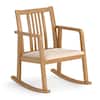 Front. Costway - Costway 1 PCS Rocking Chair with Cushioned Seat, Slatted Back & Curved Armrests for Living Room - Natural + Beige.