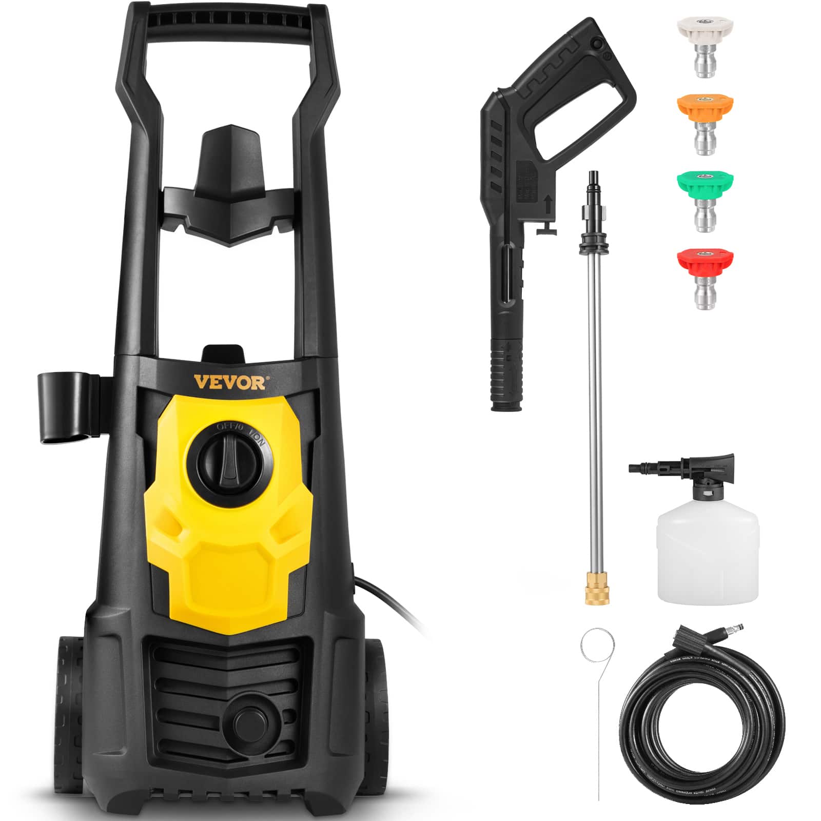 VEVOR - Electric Power Washer, 2000 PSI, Max 1.65 GPM Pressure Washer with 20 ft Hose & Reel, 4 Quick Connect Nozzles - Black;Yellow price history on PriceWatchPro