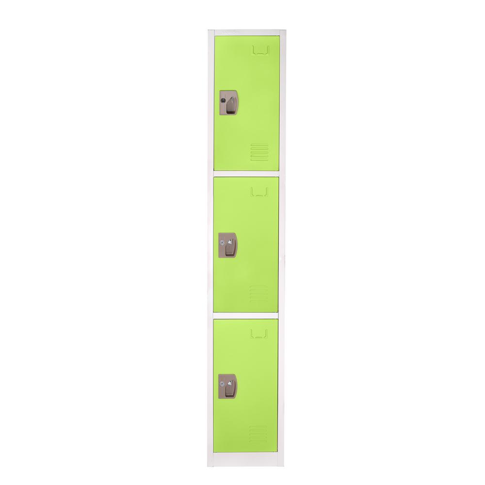 Angle. AdirOffice - Storage Locker 629-Series 72" H 3-Tier Steel Compartment Key Lock Locker with Key Lock - Green.