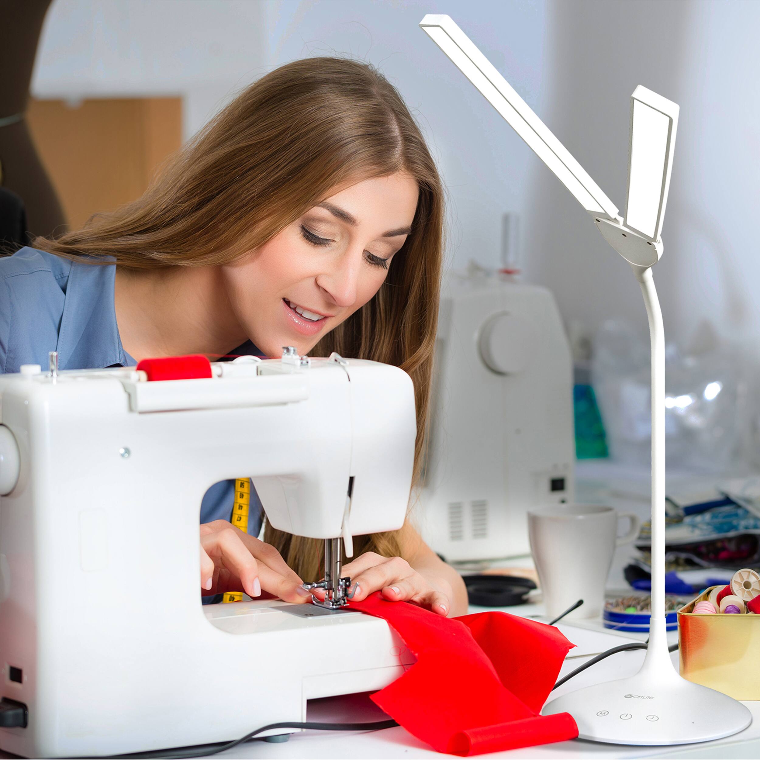 Left. OttLite - Dual Head LED Desk Lamp - White.