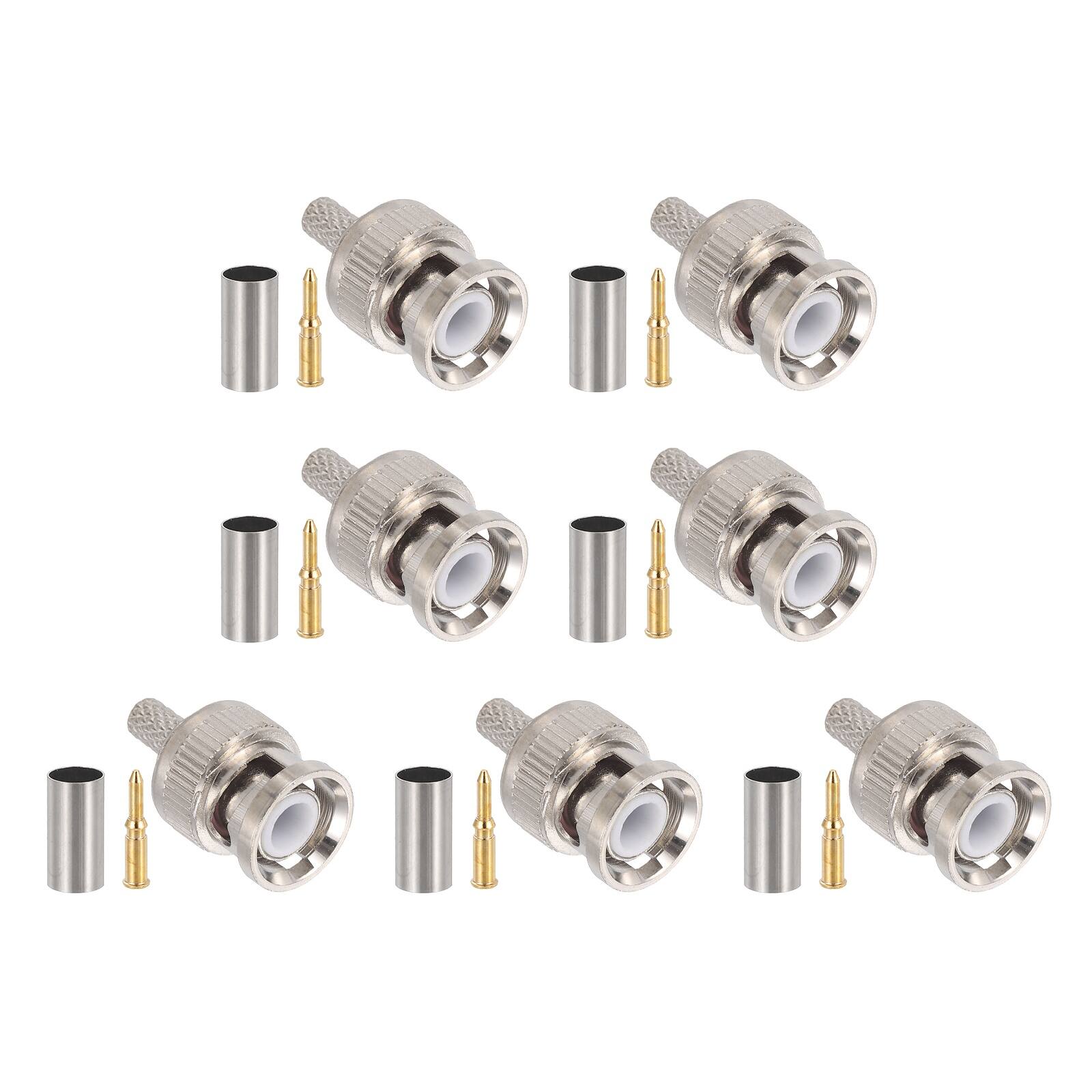 Front. Unique Bargains - 10pcs BNC Male Crimp Connector, 3mm 50 Ohm PTFE Insulation for RG58/RG142/RG400/LMR195/3D-FB Coax Wireless Internet - Silver.
