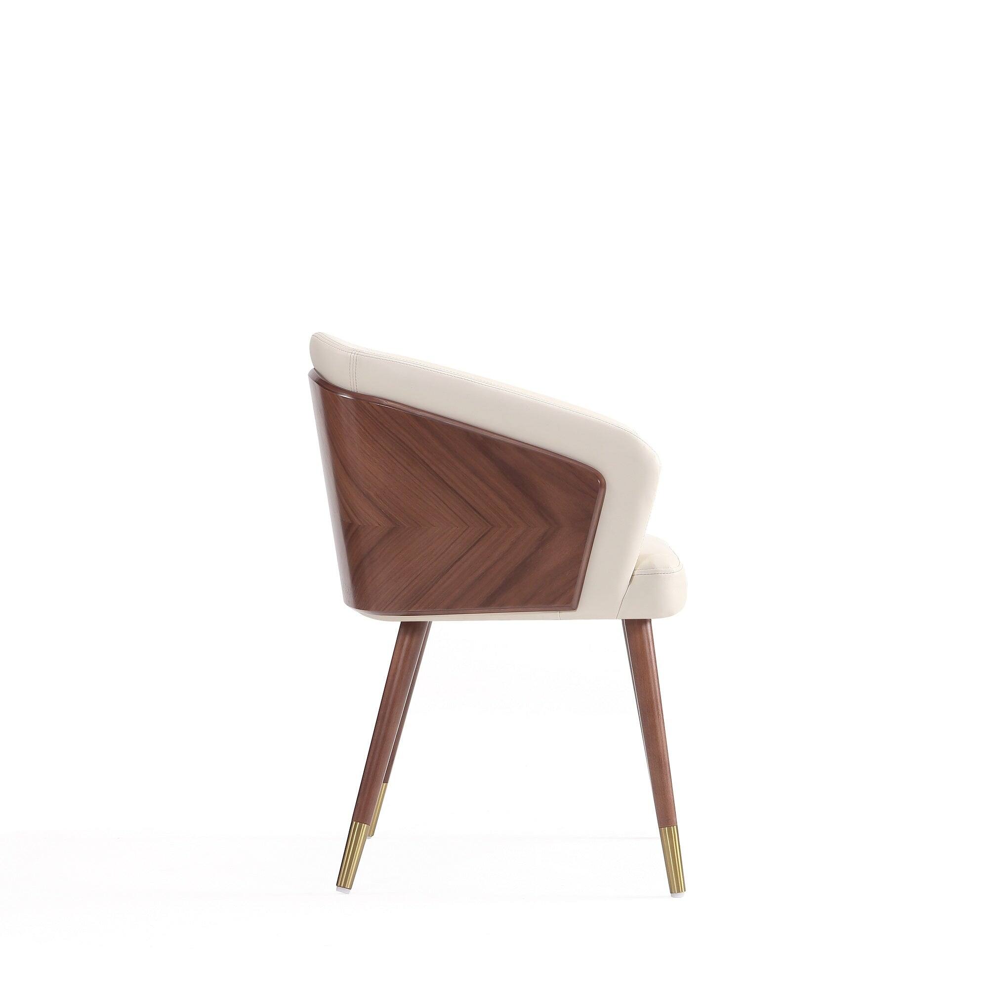 Alt View 2. Manhattan Comfort - Reeva Modern Wood Vegan Leather Dining Chair - Cream.