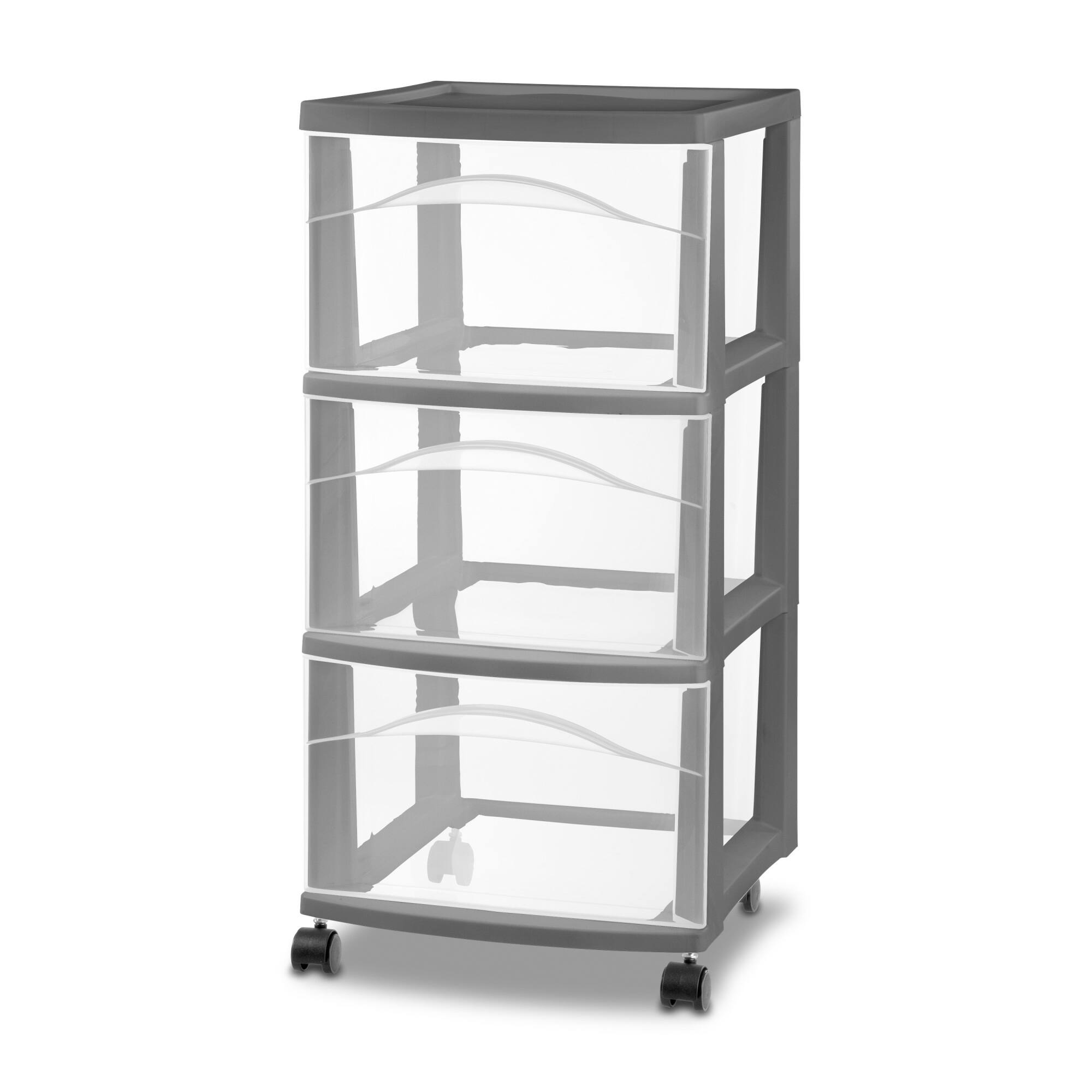 Alt View 2. Sterilite - Sterilite 3 Drawer Storage Cart, Plastic Rolling Organization, Flat Gray, 2 Pack - Flat Gray.