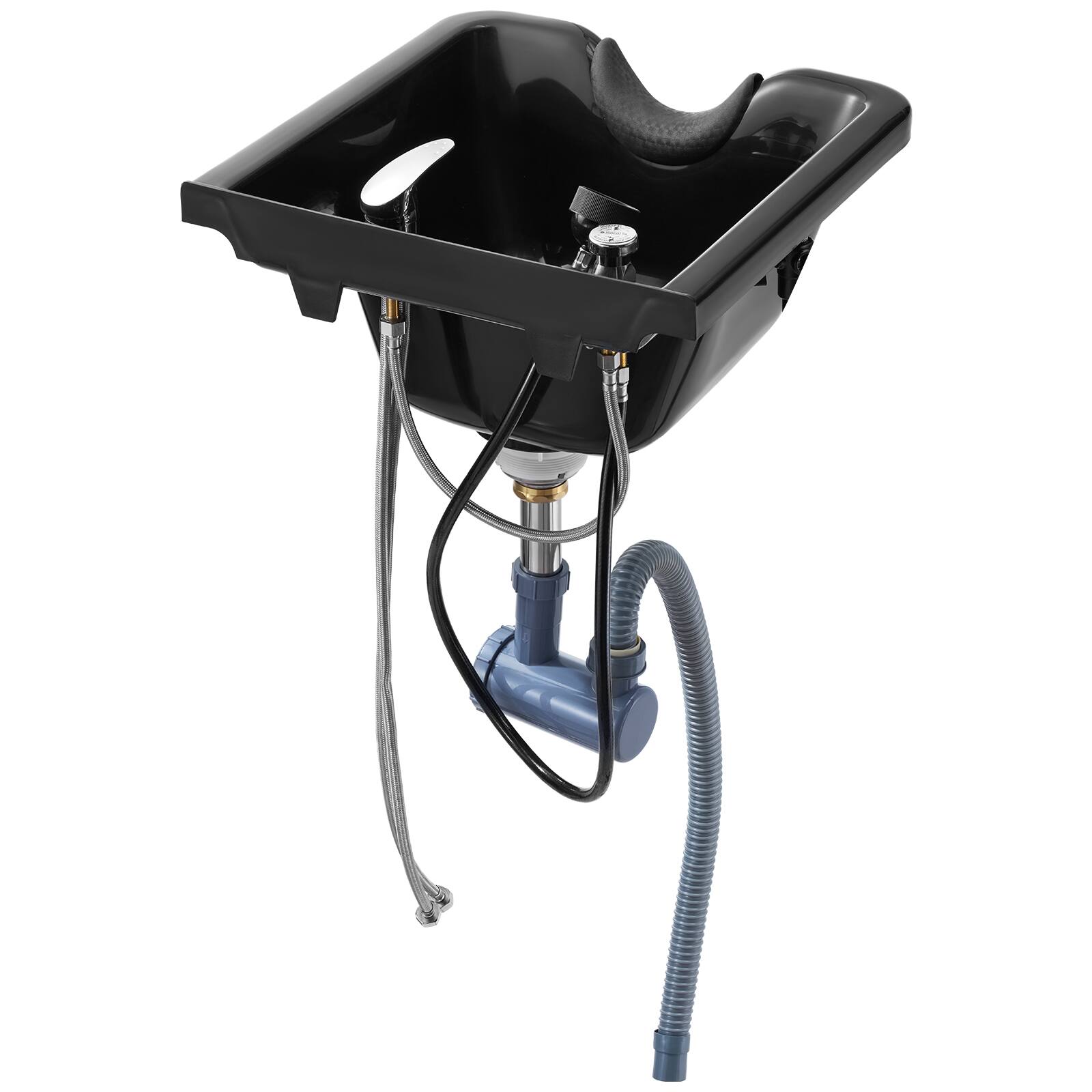 Alt View 5. VEVOR - Shampoo Bowl, ABS Plastic Shampoo Sink for Salons and Home, Easy to Clean and Install Salon Shampoo Bowls - Blacak.