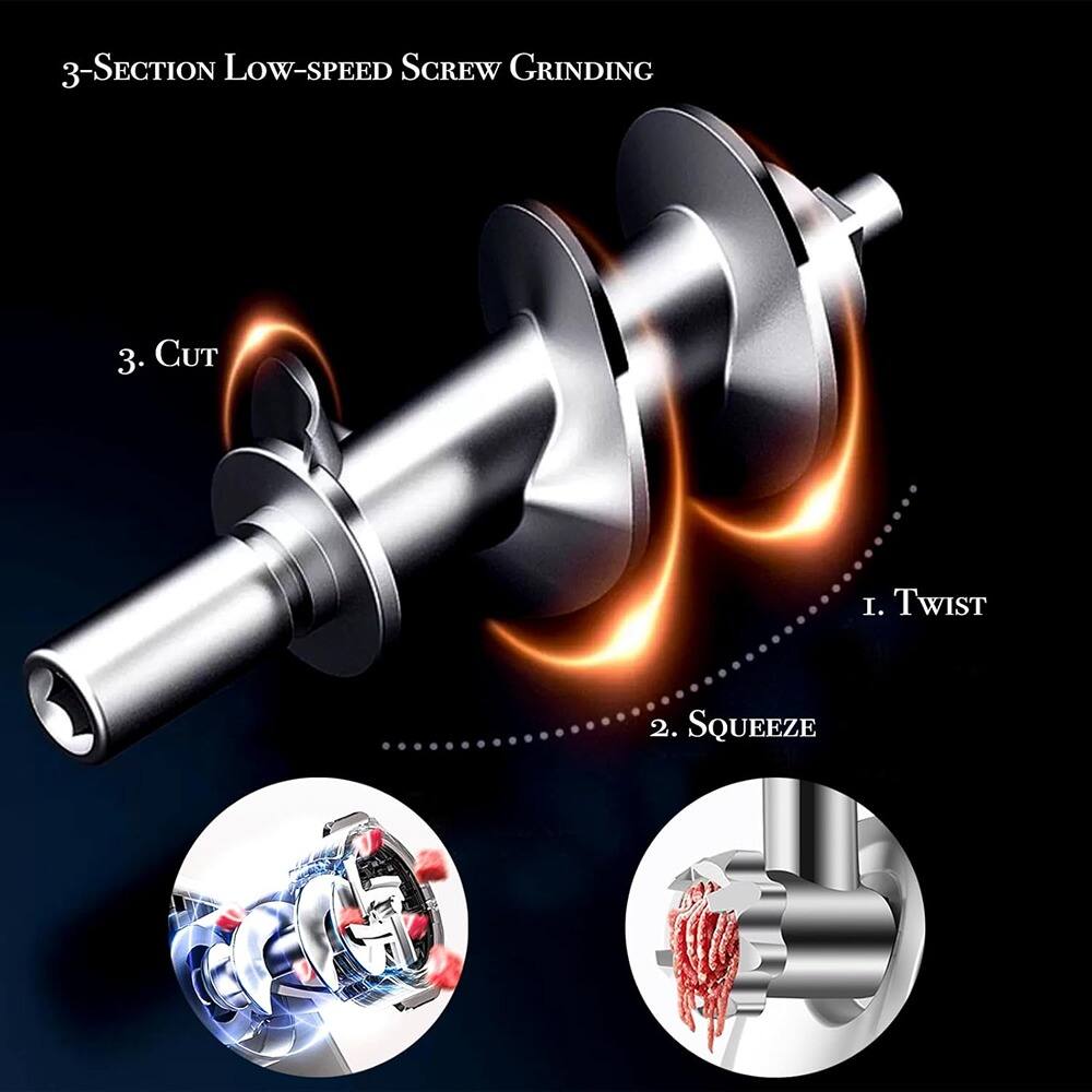 3-Section Low-Speed Screw Grinding

1. Twist
2. Squeeze
3. Cut
