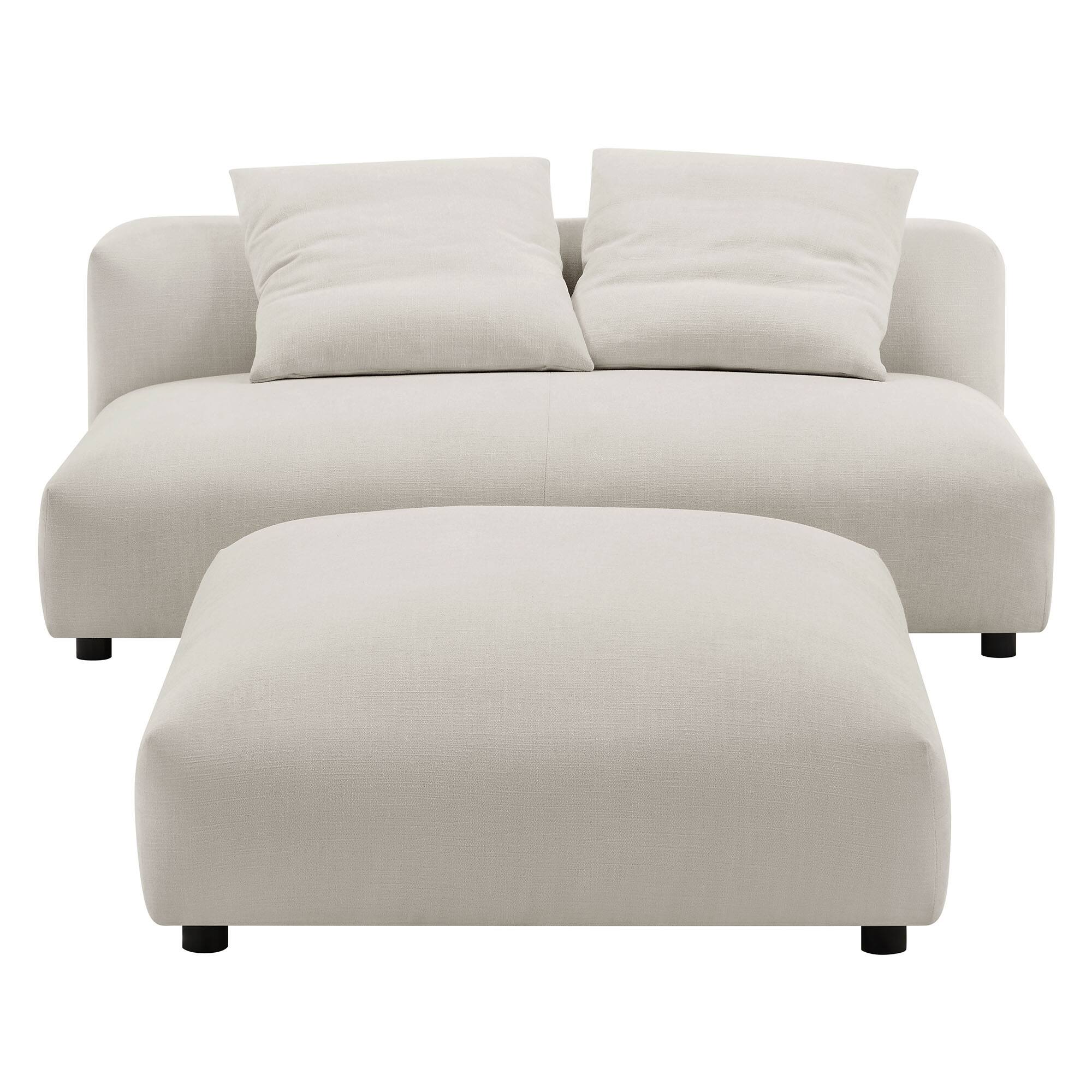 Left. Modway - Solace Modular Upholstered Fabric Armless Loveseat and Ottoman Set by Modway - Salt.