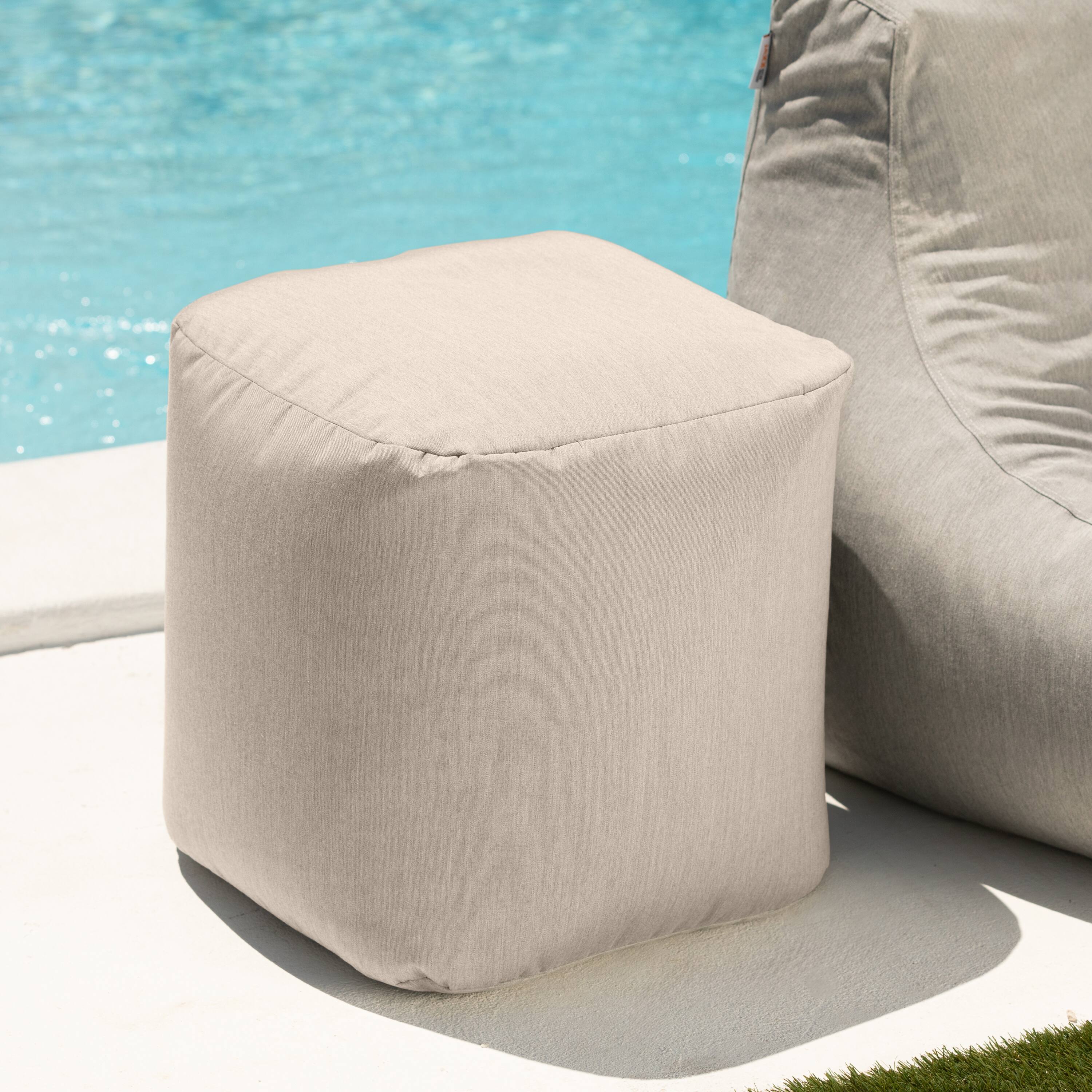 Alt View 1. Jaxx - Jaxx Luckie Outdoor Patio Bean Bag Ottoman, Flax - Flax.