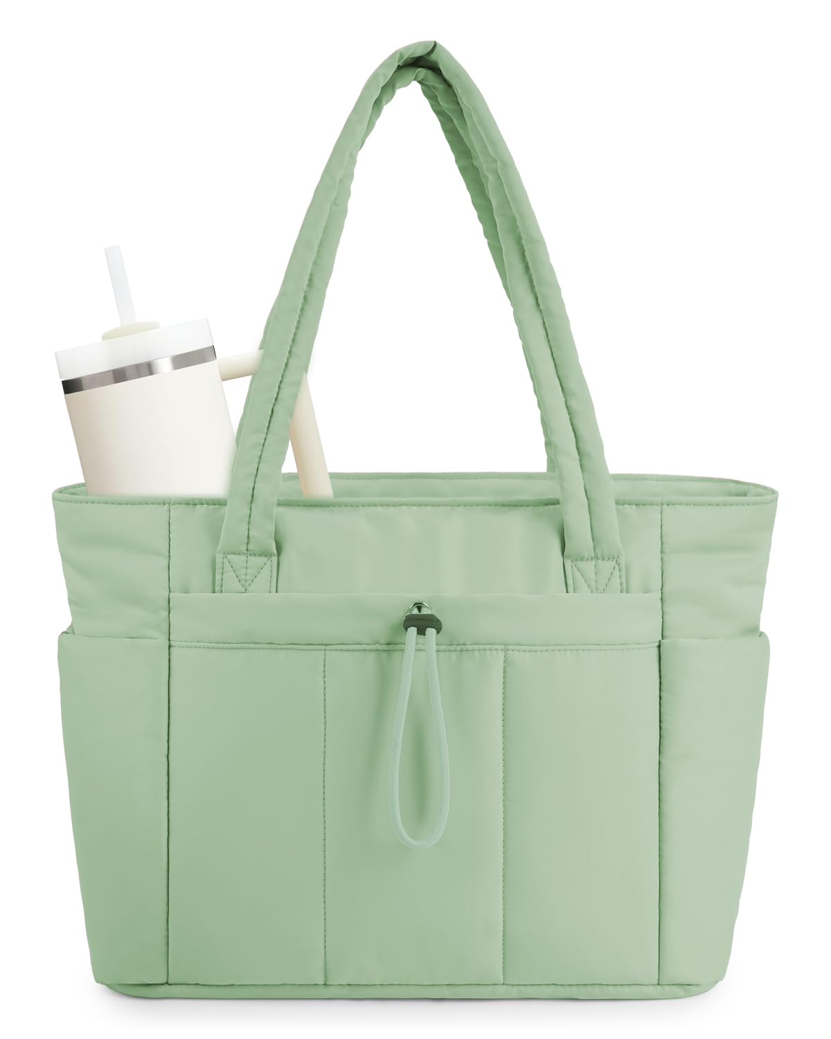 Front. Stylel Star - Bag With Cup Holder Laptop Compartment For Travel For Men & Women Tumbler-friendly Design Designed Inner - 08-light Green.