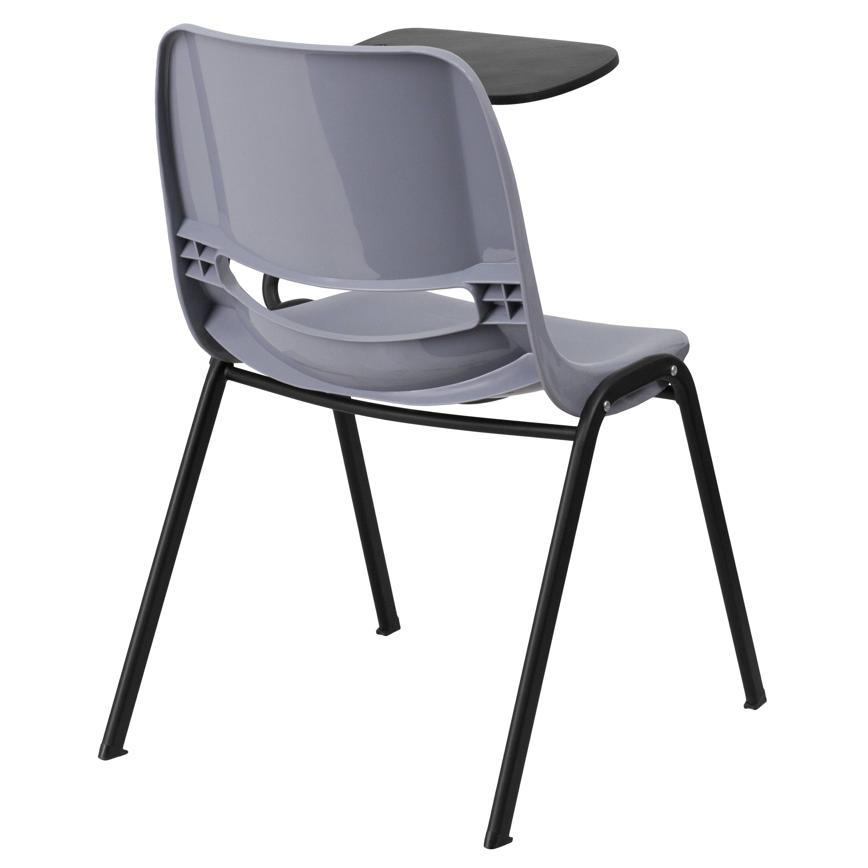 Alt View 3. Emma + Oliver - Ergonomic Shell Chair with Left Handed Flip-Up Tablet - Tablet Arm Desk - Gray.