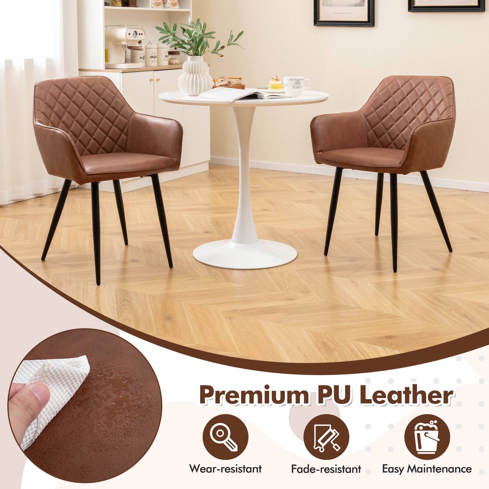 Premium PU Leather  
Wear-resistant  
Fade-resistant  
Easy Maintenance