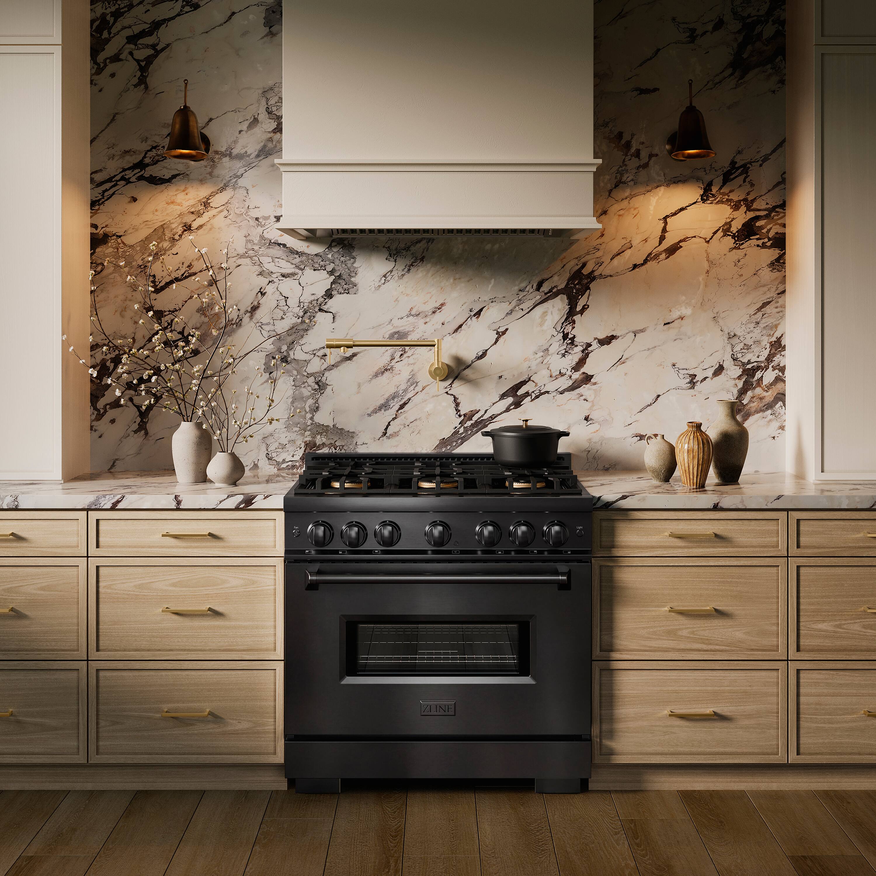 Alt View 5. ZLINE - 36 in. 5.2 cu. ft. Classic Freestanding Gas Range with 6 DuoPro Burners and Convection Oven in Black Stainless Steel - Black Stainless Steel.