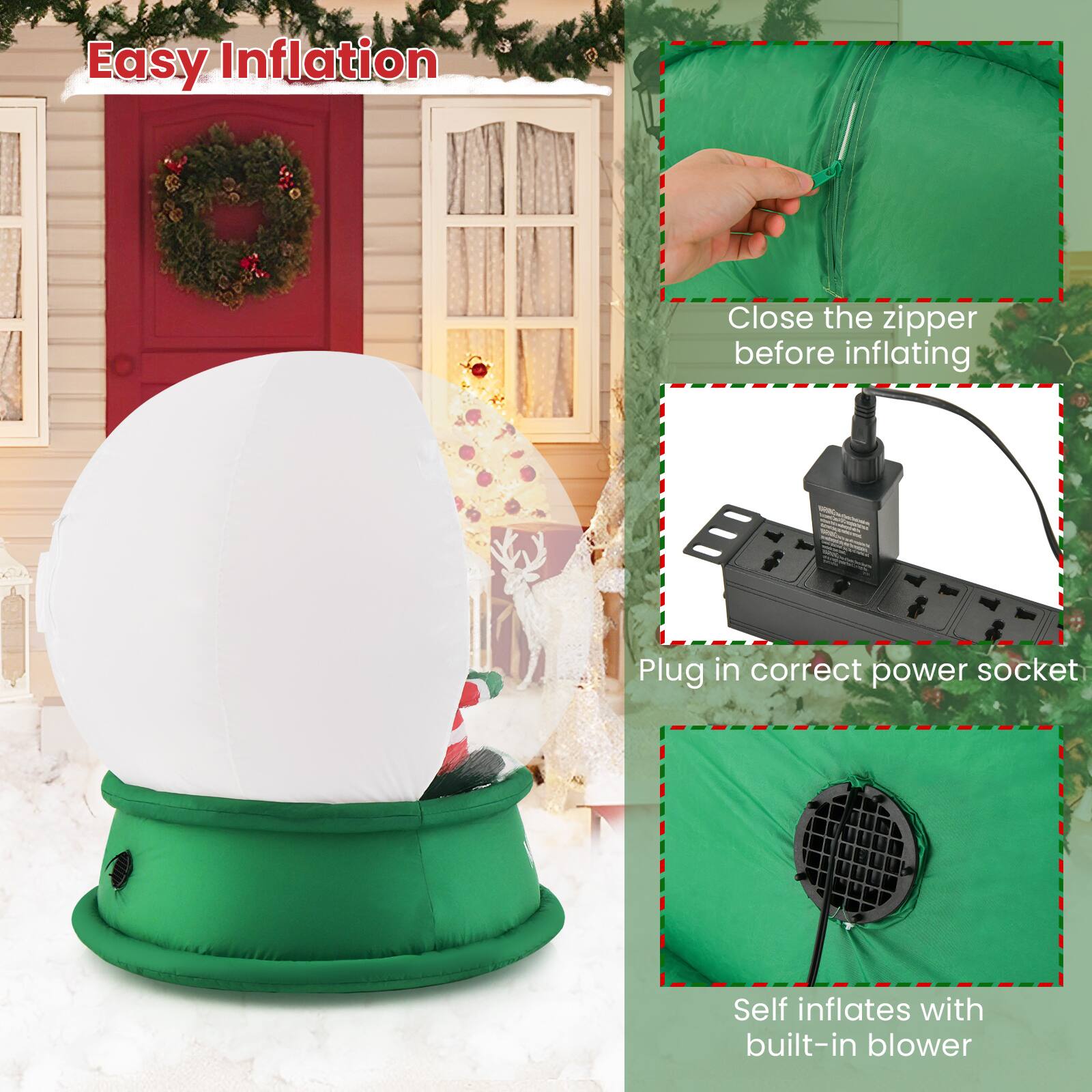 Costway 4 FT Christmas Inflatable Santa Snow Globe Light Up Crystal