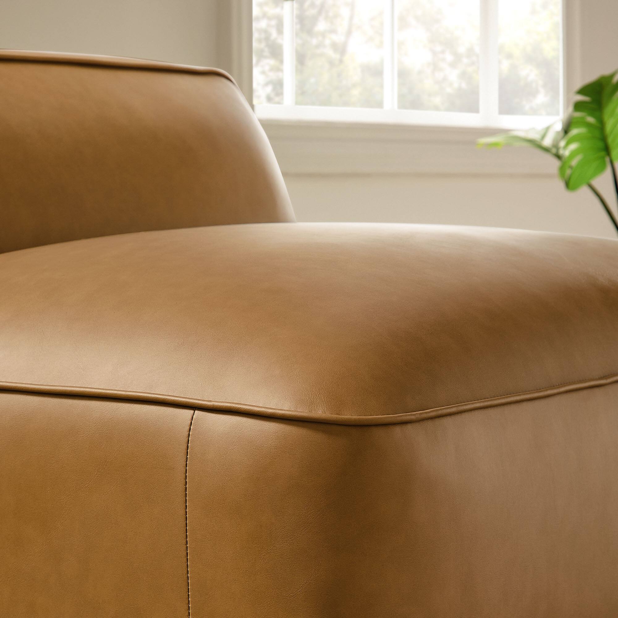 Alt View 9. Modway - Auren Upholstered Vegan Leather Modular Armless Chair by Modway - Camel.