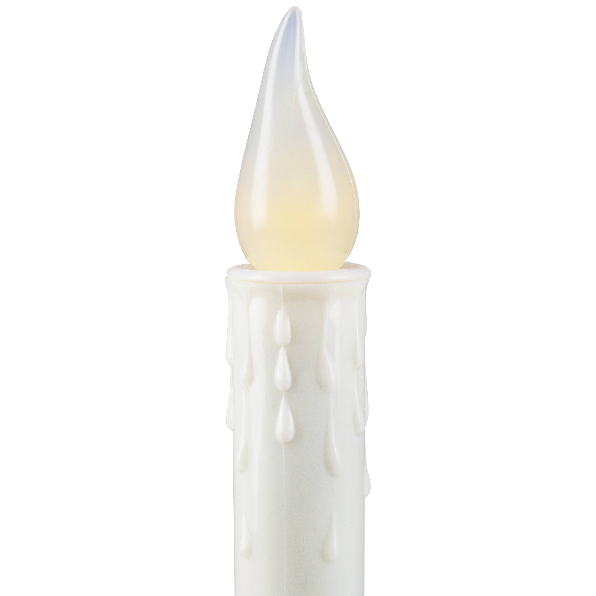 Alt View 4. Northlight - Flickering LED Window Candle with Timer - 8.5" - White and Brass - White.