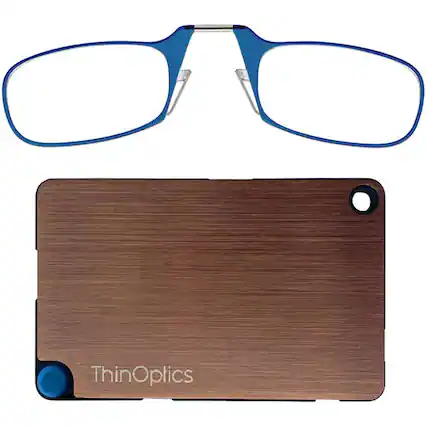 Front. ThinOptics - ThinOptics Readers with Wallet - 1.00 - Blue Frame, Rose Gold Wallet - Blue/Rose Gold.